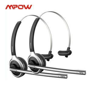 Mpow M5 블루투스 V5.0 무선 헤드셋 트럭 운전사 헤드폰 핸즈프리 통화 헤드셋 마이크 포함 콜센터 사무실