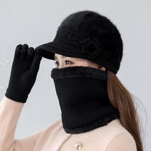 [하프클럽/셀러허브_여성트랜드패션]여성 겨울 할머니모자 방한 토끼털 니트 세트