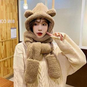 [HYIJUW6B_4B]여성털모자 장갑목도리 후드목도리