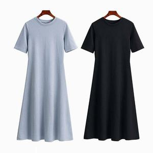 [오노마] ONM A라인 여성 반팔 롱 원피스 무지 심플 여름 데이트룩