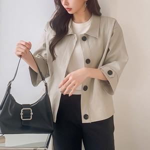 [신상오픈런] 칠부자켓 통소매 에이라인 봄정장 미시룩 가죽점퍼