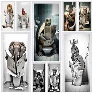 데코 창의적인 거북이 원숭이 DIY 3D 문짝 스티커 벽지 동물 독서 신문 디자인 랩 벽화 포스터