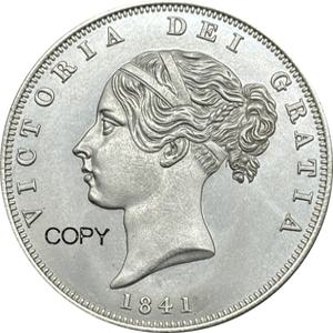 영국 빅토리아 1841 1/2 하프 크라운 젊은 머리 백동 도금 실버 복사 동전 모네다 소장