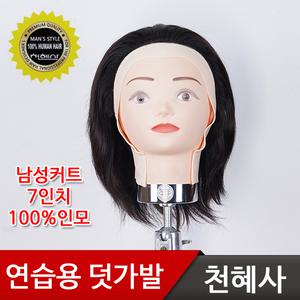 천혜사 100%인모연습모 남성커트 연습용 덧가발 MTW-Y 옐로우 7인치/짧은 머리 커트 연습용