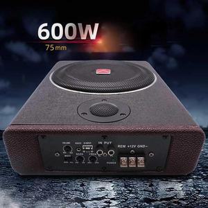 PC 2.1채널 나무 질감 서브우퍼 자동차 고음 슬림 언더 시트 베이스 스피커 12V 600W 8