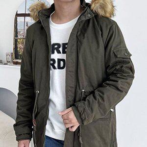 [엄지척]남성 야상자켓 털안감 후드 지퍼 포켓 겨울 야상점퍼
