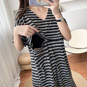 여름 반팔 시원한 산후 수유티 외출 수유복 원피스_WFFQ5Z7