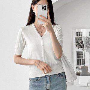 [옷자락]여자 여름 레이온 소프트 브이넥 단추 얇은 가디건_P342191288
