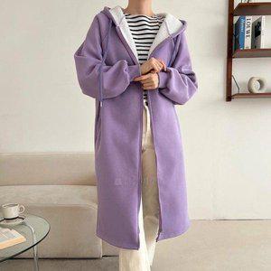 [옷자락]여자 캐주얼 박시 일자통 덤블 양털 겨울 후드집업_P332838562