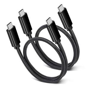 BESGOODS USB C TO 케이블 1.5피트, 짧은 100W USBC 3.1세대 POWER LOGIC 공급, SSD 하드 드라이브 맥북제품 호환 아이패드 PRO PD 도킹 스테이션 4K 모니터 삼성제품 아이폰 16 15 프로 맥스, 2팩(블랙)