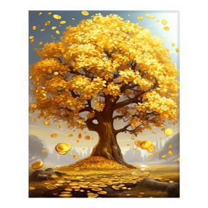 듀얼라이프 DIY 보석십자수 큐빅페인팅 캔버스형 부귀의 금전수 돈나무 40x50