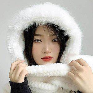 [셀러허브 패션][JHQS89ZI_4B]화이트 머플러 후드 니트후드머플러