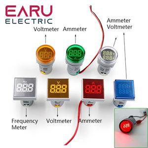 호환 디지털 22mm AC 20-500V 볼트 0-100A 20-75HZ 전압계 전류계 앰프 전류 헤르츠 HZ LED 표시 등 파일럿