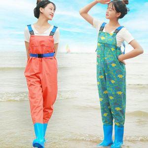 여자 갯벌복 해루질 전신 가슴장화 여성 갯벌 체험 일체형 어부복 방수 바지 멜빵 방수복