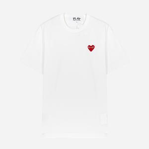 꼼데가르송 레드 하트 와펜 남성 반팔 티셔츠 WHITE/RED AZ T108 051 2