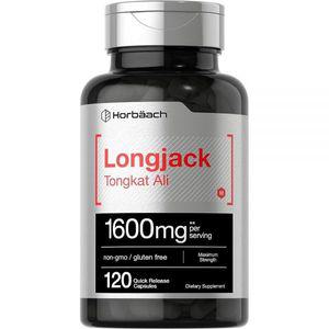 Horbaach Longjack Tongkat Ali 남성 및 여성용 | 1600mg | 120캡슐 | 추출물 보충제 | 최대 강도 알약 |
