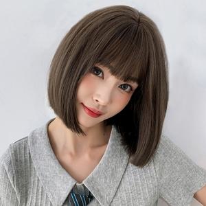 헤어 여성가발 일자컷 단발머리 통가발(올리브브라운)