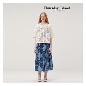 [써스데이아일랜드][Thursday Island] 레이스 셔츠형 블라우스(T234MBL639W)
