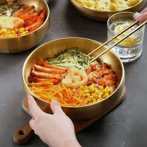 이중스텐 그릇 22.5CM 골드 냉면 국수 양푼이 국 식기 공기