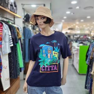 베네통/애플아울렛/ 마혼방 야자수 프린팅 티셔츠/BATS68431