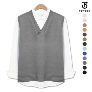 라스트 오버핏 브이넥 니트조끼  DO372)