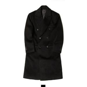 프리미엄 블랙 더블 울 롱코트