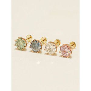 [미니멀피어싱][1mm/1.2mm]14K 인터널 모이사나이트 다이아 퀸 라블렛 피어싱 귀걸이