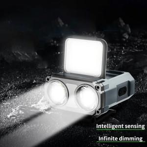 LED 센서 헤드 라이트 USB 충전식 휴대용 모자 클립 울트라 야외 낚시 조명