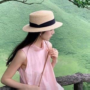 플랫 리조트 모자 밀짚 빅사이즈 썸머 해변 라피아햇 프렌치