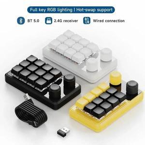 2.4G 무선 매크로 패드 기계식 키보드 사용자 정의 RGB 미니 2 손잡이 12 키 프로그래밍 가능 스위치 DIY