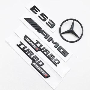 3D ABS 블랙 E53 로고 문자 터보 4MATIC 배지 자동차 후면 스타 스티커 트렁크 AMG 엠블럼 메르세데스 벤츠
