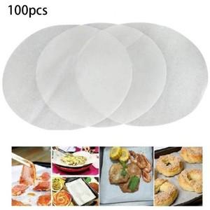 라이너 15cm-32cm 100pcs 라운드 베이킹 종이 원형 양피지 바베큐 오븐 패티 햄버거 종이 케이크 비 스틱