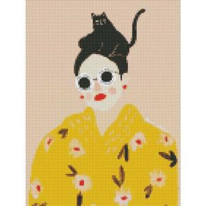 [RG503OTU]하모니아트 보석십자수 30x40 고양이와 그녀 꽃