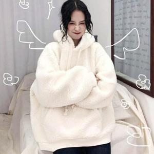 [오노마] ONM 뽀글이 후드티 여성 긴팔 양털 무지 겨울 오버핏