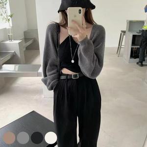 여성 니트 볼레로 가디건 럽힙 도톰