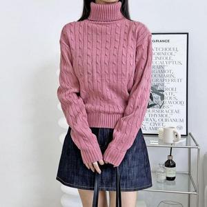 여성 6컬러 목폴라 데일리 하이넥 니트 스웨터 꽈배기