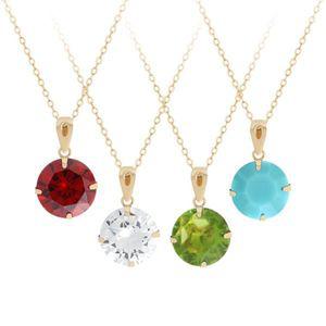 알티피아 14K GOLD 탄생석 컬러 큐빅 금 목걸이(W046360)