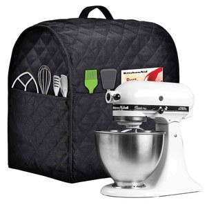 Kitchenaid 믹서와 호환되는 스탠드 믹서 커버, 모든 틸트 헤드 및 볼 리프트 모델에 적합, 패브릭은 순수한 코튼, 부드럽고 퇴색이 쉽지 않으며 필링이 않습니다. (6~8쿼트, 블랙에 적합)