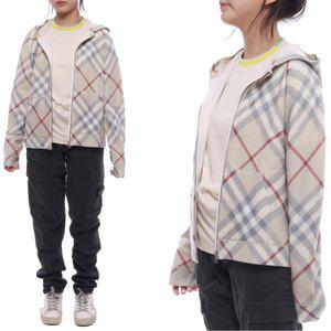 [부산점][버버리][버버리] 24FW 체크 울 후드집업 (8093140 PALE STONE 24F)