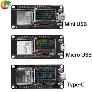 ESP-WROOM-32D 와이파이 개발 보드 모듈, ESP32, CH340C, 0.96 OLED 스크린, 노란색, 파란색 디스플레이, 3