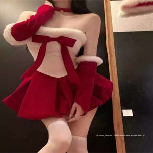 산타걸 코스프레 이벤트 산타 무대 치마 미디 성탄절 속옷 풍선옷 의상 레드 촬영 테마