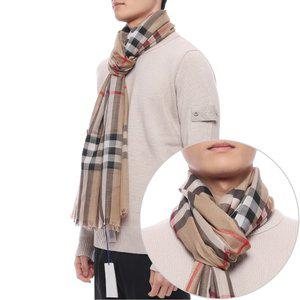 [부산점][버버리][버버리] 25SS 남성 체크 울 실크 머플러 (8078779 ARCHIVE BEIGE M 25S)