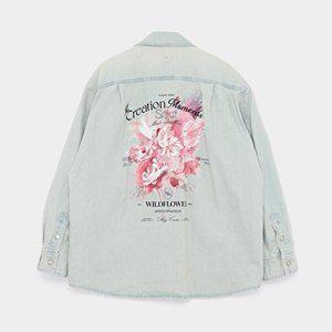 [우영미]우영미 25SS 플라워 백로고 데님 남성 셔츠 W251SH16982L
