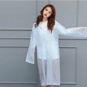 내구성 EVA 우비 모자 일체형 비옷 우의 (도트블루)