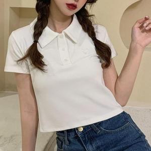 [오노마] ONM 데일리 여성 크롭 카라 티셔츠 캐주얼 기본 반팔티