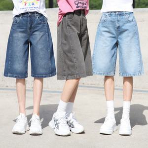 동대문스타일 여자 반바지 옆핀턱 바이오워싱 버뮤다 데님 팬츠 숏 & 롱 기장 여성 빅사이즈 와이드 청반바지 NH4001_5