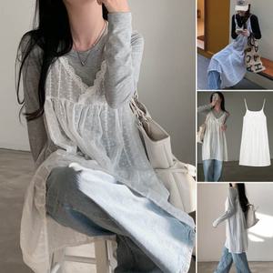 레이스 뷔스티에 원피스 청바지 레이어드 꾸안꾸 여름 시원한 시스루 치마