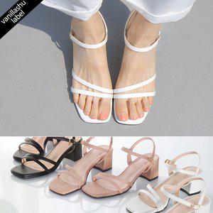 [바닐라슈]국내수제 자체제작 아너스 슬림 사선 스트랩 샌들(5cm)