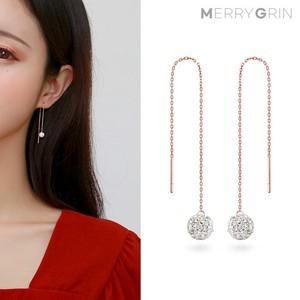[메리그린] 14K 골드 탄생석 컬러볼 4월 다이아몬드 귀걸이