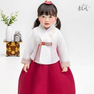 [한복]AW145 여빨강투톤고름 아동한복 여아한복